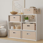 Yawinhe Foldable Storage Baskets for Shelves,16.9x11.8x10.2in,Beige,4-Pack - Image 3