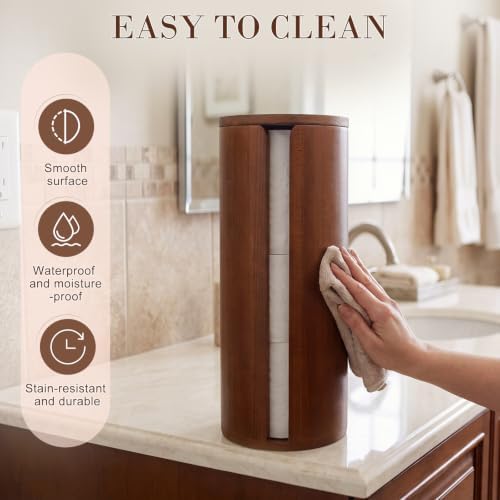 Wooden Toilet Paper Roll Holder, Toilet Paper Stand, Round - Image 6