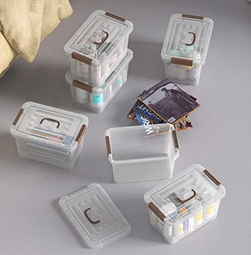 WYT 6-Pack Clear 7 Quart Storage Latch Box/Bins, Plastic Stackable Latching Box with Brown Handle and Lid, Multi-Purpose, 7 Litre - Image 6