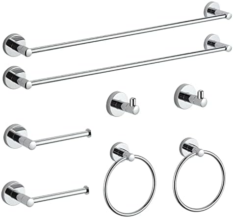 BGL Bathroom Hardware Set Chrome Bathroom Accessory Set Towel Bar 8 Pieces Set by BGL