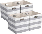 11 x 11 x 11 Inch Linen Stripe Storage Cubes for Home Organizing, Pack of 4 by ORGMASTER