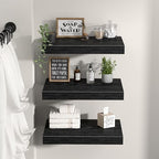 QEEIG 12" Deep Floating Projector Shelves Under TV Shelf (Black, Set of 3) - Image 6