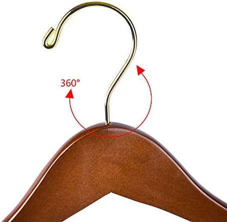 Quality Hangers Wooden Hangers Beautiful Sturdy Suit Coat Hangers with Locking Bar Walnut Finish Gold Hooks (20) - Image 4