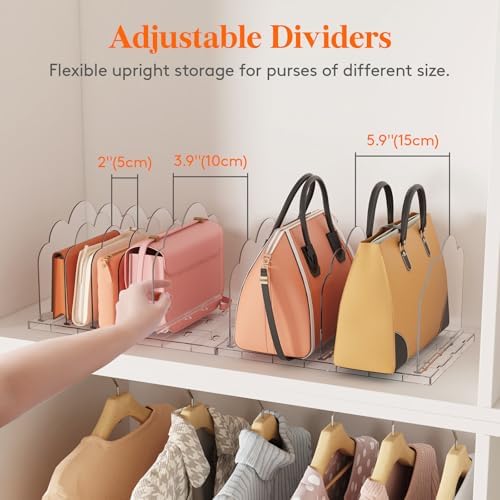 Lifewit Purse Organizer for Closet, Adjustable Clear Handbag Shelf Dividers - Image 4
