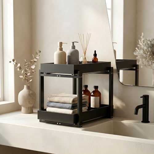 Bamboo Under Sink Storage 2 Tier Pull Out Cabinet Organizer - Image 6