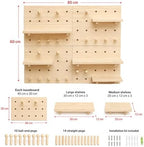 Gerrii 4 Pack Wood Pegboard Wall Organizer for Classroom 11.81 x 15.75 Inches Wooden Peg Board with Racks Hooks Modular Pegboard Organizer System for Teacher Supplies Student Work Display Office Craft - Image 2