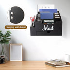 Wood Mail Organizer Countertop, with 6 Compartments and Drawer - Image 5