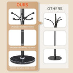 Metal Coat Rack Stand, Modern Freestanding Coat Rack with Natural Marble Base, Black Coat Racks and Coat Hall Tree Hanger Stand with 12 Hooks for Entryway, Hallway, Office - Image 4