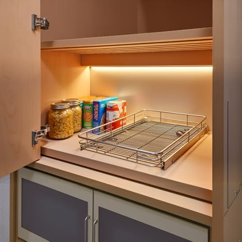 JOWBOOW Cabinet Pull Out Shelves 17" W x 21" D, Chrome - Image 6