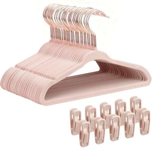 Velvet Kids Hangers, Felt Kid Hanger for Teen, 14 in, Pink, 30 Pack by POPUBB