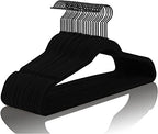 MIZGI Black Velvet Hangers 60 Pack Non Slip Heavy Duty Black Hooks by MIZGI