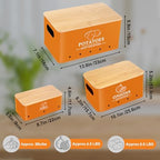 Kitchen Vegetable Storage Set of 3, Metal Onion Garlic Potato Storage Set, Kitchen Canisters Vegetable Keeper Containers with Aerating Holes and Bamboo Lid,Orange - Image 4