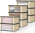HomeHacks 8-Pack Clothes Organizer Storage Bags, 35L Storage Bins, Beige by HomeHacks