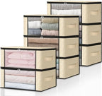 HomeHacks 8-Pack Clothes Organizer Storage Bags, 35L Storage Bins, Beige by HomeHacks