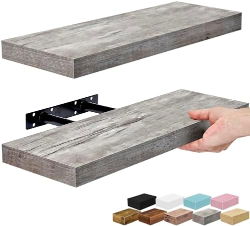 Sorbus 16 Inch Floating Shelves for Wall (2 Pack, Grey) by Sorbus