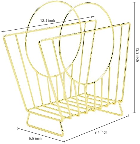 MyGift Brass Metal Magazine Holder, Mid-Century Document File Rack - Image 4