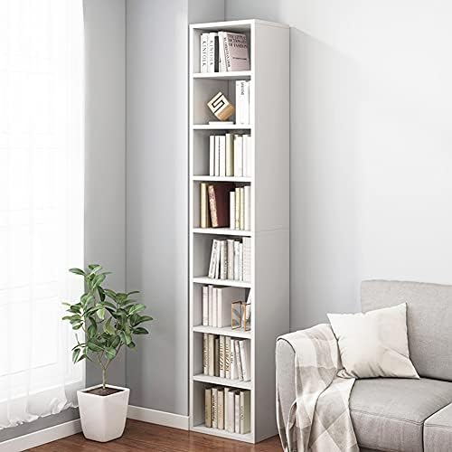IOTXY Small Narrow Corner Bookcase - 71" Tall Gap Storage Cabinet, White by IOTXY