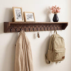 Geelin 60 Inch Wall Shelf with Hooks and Shelf Organizer Wall Mount Coat Rack with 14 Triple Hooks for Hanging for Entryway, Hallway, Bathroom, Living Room, Bedroom by Geelin