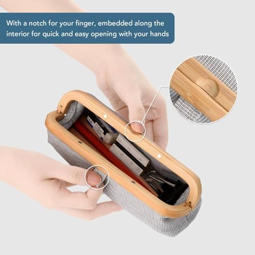 GUDEE UROKI Pen Case Pencil Pouch Lightweight and Spacious with Bamboo Frame Magnetic Opening for Organizing Stationary Office Supply 7.8x2.9.x2.7 inch Men and Women Infinity Blue - Image 5
