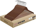 Wooden Clothes Hangers with Pants Bars, Walnut, 12-Pack by BP4U%E2%84%A2