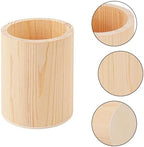 18 Pack Round Unfinished Wooden Pencil Holder, 3 x 3 x 4 Inch Wood Pencil Cup Holder, Wood Crafts Pencil Cup for Desk, Office, DIY Project - Image 3
