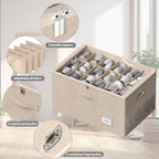 Shoe Organizer for Closet, Shoe Box Storage Containers Fit 18 Pairs Foldable Shoe Storage Bins with Clear Cover & Adjustable Dividers for Shoes Blankets Linen Clothing (Beige, (24.4*16.5*12.9)x1) - Image 6