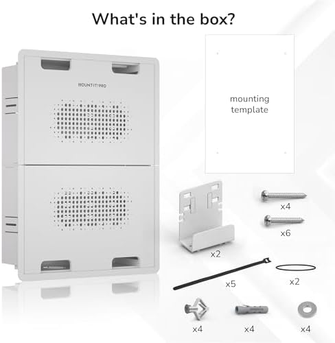 Mount-It! PRO 17" Recessed TV Box, in-Wall Media Enclosure with 4 Outlet Knockouts, Large Ventilated Box for Home Theater Equipment, Router, Cable, Samsung One Connect, WiFi Transparent AV Storage - Image 6