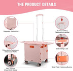 FELICON SELORSS Folding Utility Cart Portable Rolling Crate Handcart-Pink - Image 3