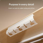 Desktronic Cable Duct Desk White Set of 2 - Stainless Steel Cable Management Desk Cable Duct with 5 Cable Cut-Outs - Easy to Install Cable Organiser - Cable Holder - Image 5
