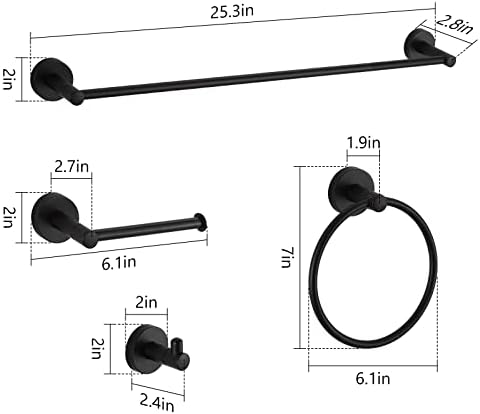 BGL Bathroom Hardware Set Black Bathroom Accessory Set Towel Bar 8 Pieces (Pack of 2) - Image 6