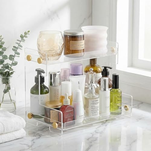 FFK Bathroom Organizer Countertop 2-Tier Storage：Bathroom Counter Organizer Acrylic Standing Holder Cosmetic Storage Perfume Shelf for Bathroom Bedroom Dressing Table1 - Image 5