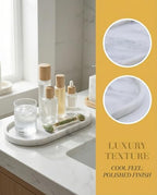 OOBOOB Oval Natural Marble Bathroom Tray for Decor Countertop, Marble Vanity Tray for Candles Perfume, Jewelry, Cosmetics, Elegant Vanity Organizer for Jewelry, Perfume - Image 3