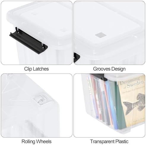 Farmoon 50 QT Clear Wheeled Storage Bin, Plastic Latch Box with Lid, 4 Pack - Image 3