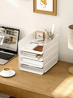 (4pcs Pack) HKeeper Stackable Paper Trays,Letter Tray Organizer,Office Desktop Organizer,A4 Paper Holder,Supplies Magazine,File Documents,Receipts（White,Regular） - Image 3