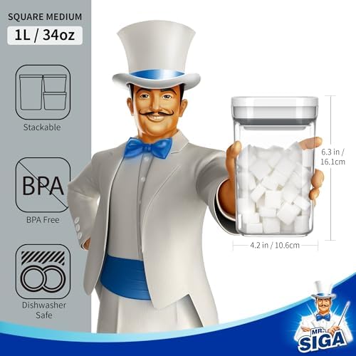 MR.SIGA 4 Pack Airtight Food Storage Container Set for Pantry Organization - Image 3