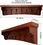 WEBI Wall Shelf with Hooks Underneath,35" Long Coat Rack Wall Mount with Shelf,Entryway Coat Rack with 7 Triple Hooks for Hanging Coats,Jacket,Bathroom,Cherry - Image 6