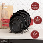 Cuisinel 5-Tier Pan Organizer for Cast Iron Skillets Griddles, Black 12.2" - Image 4