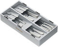 SpaceAid Bamboo Silverware Drawer Organizer with Labels, Kitchen Utensil Tray Holder Organizer for Flatware, Cutlery, Spoon and Knives Drawer Storage Organization (Gray, 6 Slots) by SpaceAid