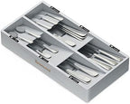 SpaceAid Bamboo Silverware Drawer Organizer with Labels, Kitchen Utensil Tray Holder Organizer for Flatware, Cutlery, Spoon and Knives Drawer Storage Organization (Gray, 6 Slots) by SpaceAid