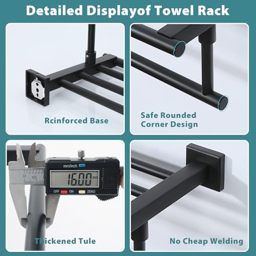 Alise 32 Inch Towel Racks for Bathroom Wall Mounted,Matte Black - Image 5