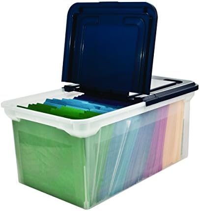 Advantus Extra Capacity 23-Inch File Tote, Letter Size, Clear Base/Navy Lid, Case of 4 (55797CT) - Image 3