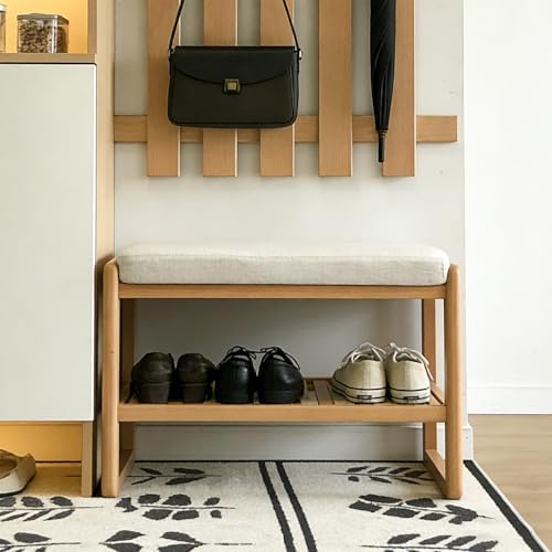 No Assembly Entryway Bench with Shoe Rack - Image 4