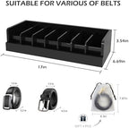 Belt Organizer for Drawer - Bamboo Belt Storage Organizer | Belt Rack for Closet Wall Mount Men Women Tie Sock Bra Scarf Ribbon (Black, 7 Grids) - Image 6