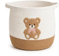 Teddy Bear Nursery Basket, Cotton Rope Baby Laundry Hamper with Handles by Unknown