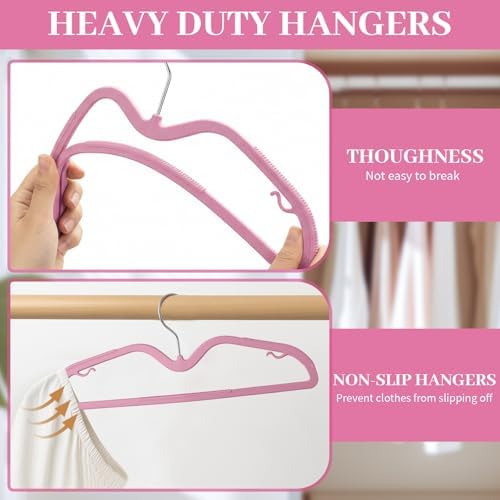 LemonRoad 50 Pack Short Neck Hangers Plastic Non-Slip, Rose Pink - Image 3
