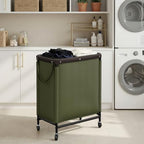 StorageWorks 2 Section Laundry Hamper, 100L Green Sorter Cart with Wheels - Image 6