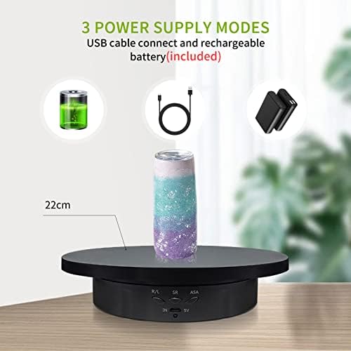 Remote Motorized Rotating Display Stand Turntable Motorized Lazy Susan with 5.74/7.08/8.66 inch Replacement Cover for Photography Products and Shows (Black) - Image 4