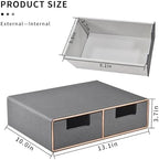 Linen Leather Desk Organizer with Drawers－Mini Desktop Drawer Organizer Stackable－Multifunctional Tabletop Organization Storage Box for Office Supplies Home Vanity Toiletries (Grey, 2-drawers) - Image 3