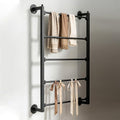 5 Tier Wall Mounted Tie Rack Scarf Display Stand Belt Pants Hangers Scarves Hijab Stand, Towel Rack Ribbon Holder,Wrapping Paper Spool Storage for Retail,Store (Black, 5 Tier 23.6x29.5in) by Pinelicorn