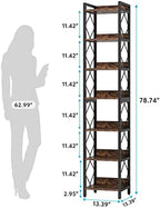 Tribesigns 78.7 Inch Tall Skinny Narrow Bookshelf Bookcase Set of 2, Brown - Image 2